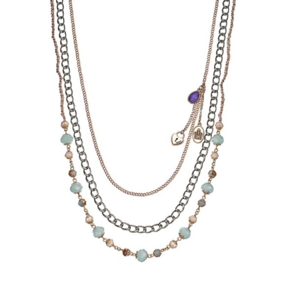 JUICY COUTURE Necklace Long Bohemian Beaded Multi-Tone Multi-Strand Charm - Picture 1 of 5